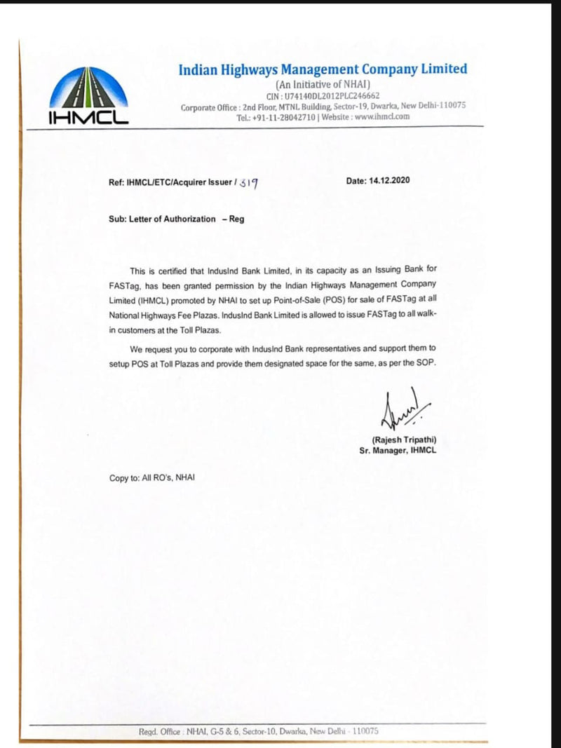 IHMCL Authority Letter